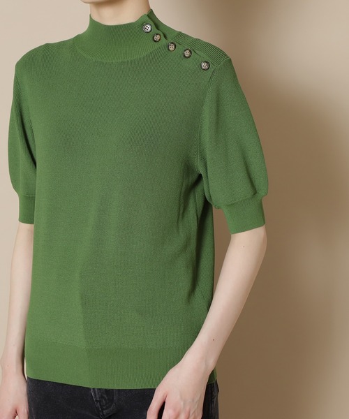 N.（N. Natural Beauty Basic）（エヌエヌナチュラルビューティーベーシック）の「【追加生産】◆スコッチボタン五分袖ニット（ニット/セーター・レディース・ネイビー/グリーン/グレー系その他・MEDIUM）」の8枚目の写真