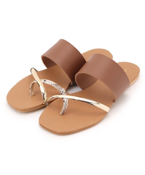 DRESKIP（ドレスキップ）の「◆ラインメタルペタンコサンダル（サンダル・レディース・ブラック/オフホワイト/ブラウン系・35/45/25）」の3枚目の写真