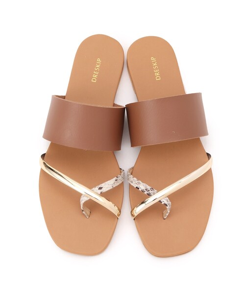 DRESKIP（ドレスキップ）の「◆ラインメタルペタンコサンダル（サンダル・レディース・ブラック/オフホワイト/ブラウン系・35/45/25）」の14枚目の写真