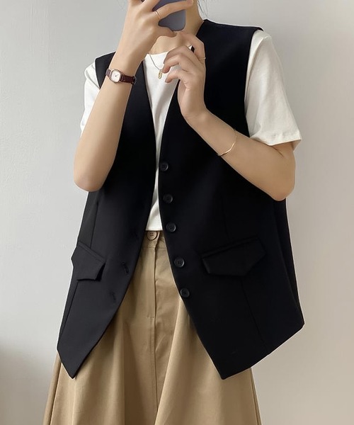 Ulysses(ユリシス)の「ノーカラーベスト(ベスト・レディース・ブラック/ベージュ・M/L)」の5枚目の写真