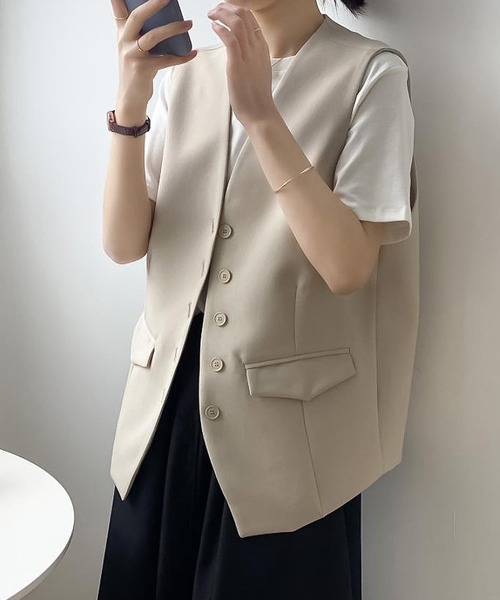 Ulysses(ユリシス)の「ノーカラーベスト(ベスト・レディース・ブラック/ベージュ・M/L)」の7枚目の写真