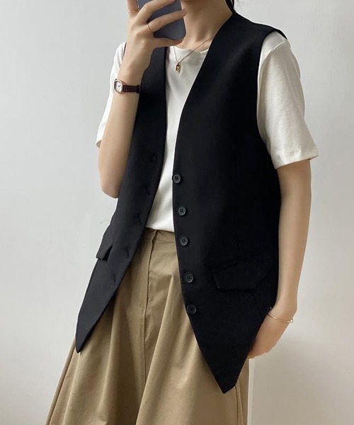Ulysses(ユリシス)の「ノーカラーベスト(ベスト・レディース・ブラック/ベージュ・M/L)」の3枚目の写真