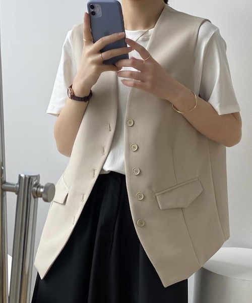 Ulysses(ユリシス)の「ノーカラーベスト(ベスト・レディース・ブラック/ベージュ・M/L)」の8枚目の写真