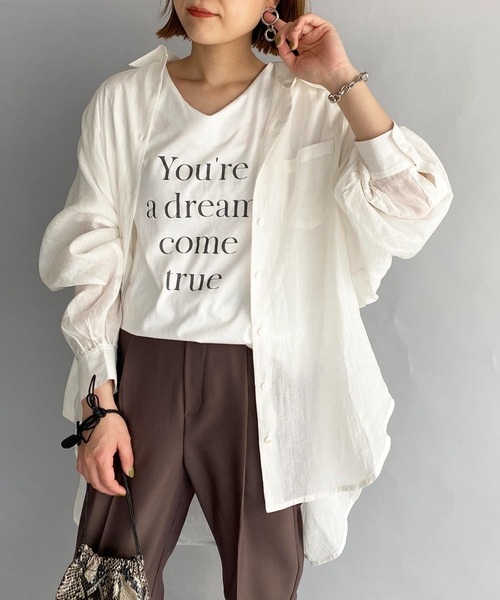 PICCIN（ピッチン）の「ドルマンロゴプリントTシャツ（Tシャツ/カットソー・レディース・ブラック/オフホワイト・M/L/XL/XXL）」の3枚目の写真