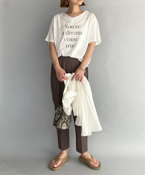 PICCIN（ピッチン）の「ドルマンロゴプリントTシャツ（Tシャツ/カットソー・レディース・ブラック/オフホワイト・M/L/XL/XXL）」の12枚目の写真