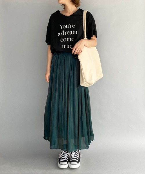 PICCIN（ピッチン）の「ドルマンロゴプリントTシャツ（Tシャツ/カットソー・レディース・ブラック/オフホワイト・M/L/XL/XXL）」の20枚目の写真