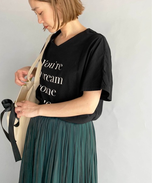 PICCIN（ピッチン）の「ドルマンロゴプリントTシャツ（Tシャツ/カットソー・レディース・ブラック/オフホワイト・M/L/XL/XXL）」の18枚目の写真