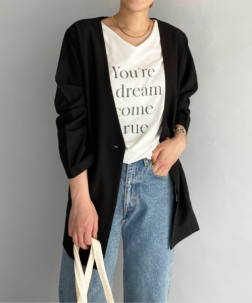 PICCIN（ピッチン）の「ドルマンロゴプリントTシャツ（Tシャツ/カットソー・レディース・ブラック/オフホワイト・M/L/XL/XXL）」の13枚目の写真