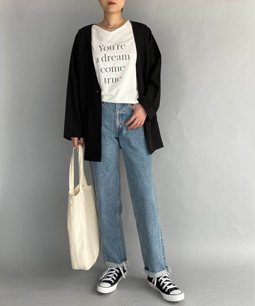 PICCIN（ピッチン）の「ドルマンロゴプリントTシャツ（Tシャツ/カットソー・レディース・ブラック/オフホワイト・M/L/XL/XXL）」の14枚目の写真