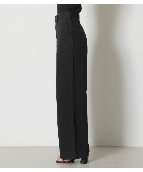 AZUL by moussy（アズールバイマウジー）の「DARTS DENIM WIDE /ダーツデニムワイド（デニムパンツ・レディース・ブラック/ワンウォッシュ・LARGE/X-SMALL/SMALL/MEDIUM）」の5枚目の写真