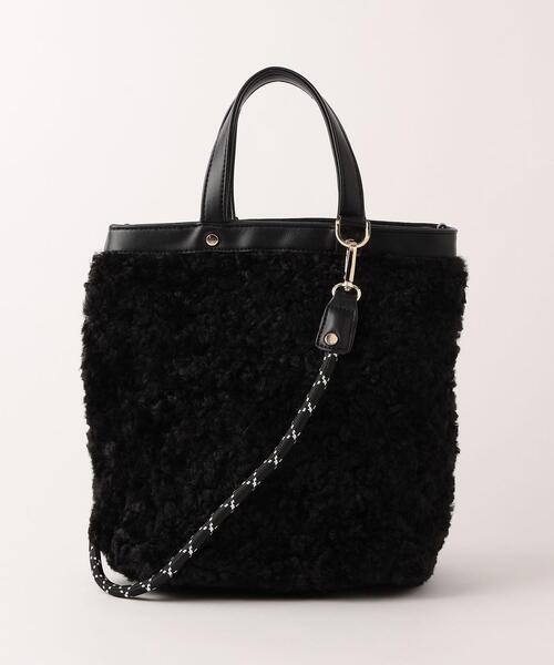 green label relaxing（グリーンレーベルリラクシング）の「MIX CD FUR 2WAY バッグ（ショルダーバッグ・レディース・ライトグレー/ブラック/モカ・FREE）」の2枚目の写真