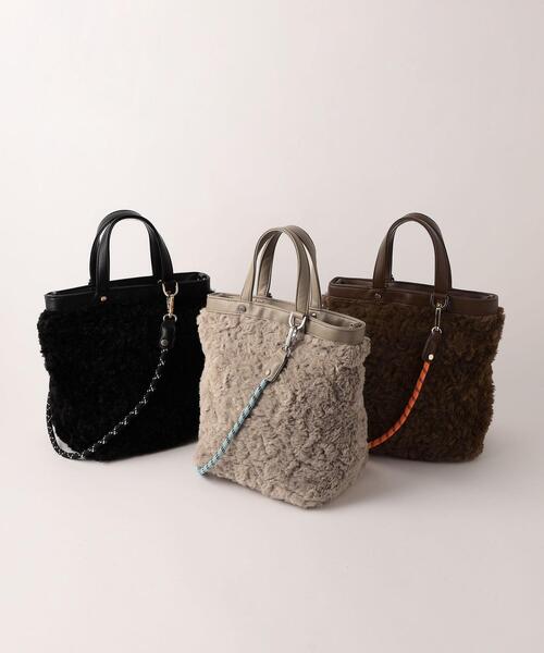 green label relaxing（グリーンレーベルリラクシング）の「MIX CD FUR 2WAY バッグ（ショルダーバッグ・レディース・ライトグレー/ブラック/モカ・FREE）」の15枚目の写真