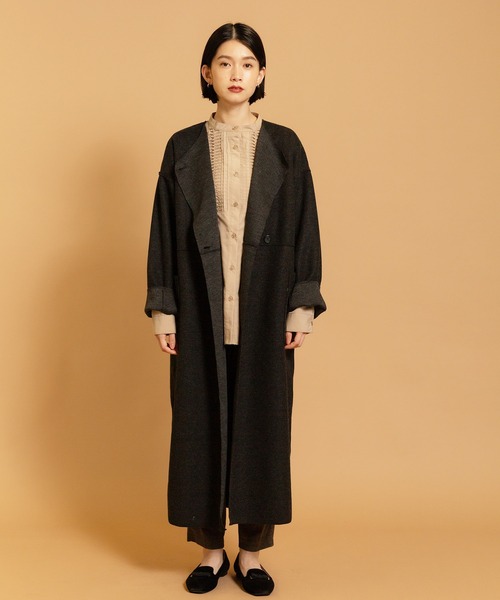 CIENA（シエナ）の「ノーカラーリバーシブルロングコート（ノーカラー