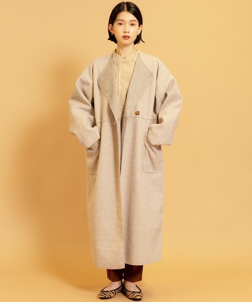 CYCLAS ノーカラー ブラウン ロングコート CYCLAS ノーカラー ブラウン ロングコート CYCLAS（シクラス）通販