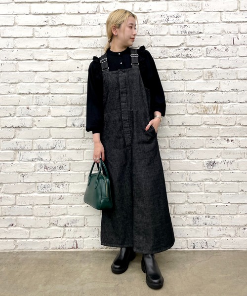 SAKULA(サクラ)の「【SAKULA/サクラ】JUMSKA/デニムジャンパースカート(サロペット/オーバーオール・レディース・オフホワイト/ブラック・FREE)」の5枚目の写真