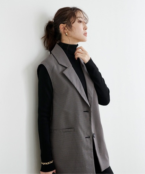 UR'S（ユアーズ）の「ﾁｪｯｸ柄ﾃｰﾗｰﾄﾞｼﾞﾚ（その他アウター・レディース・ブラック/ベージュ/アイボリー・M）」の2枚目の写真