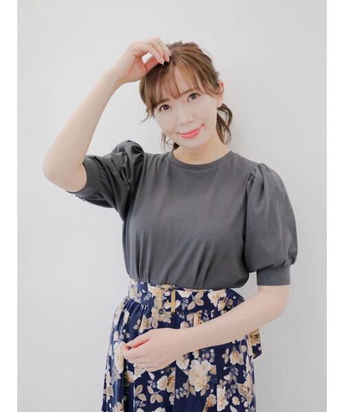 Areeam(アリーム)の「ベーシックパフスリーブトップス(Tシャツ/カットソー・レディース・チャコールグレー/オフホワイト・FREE)」の20枚目の写真