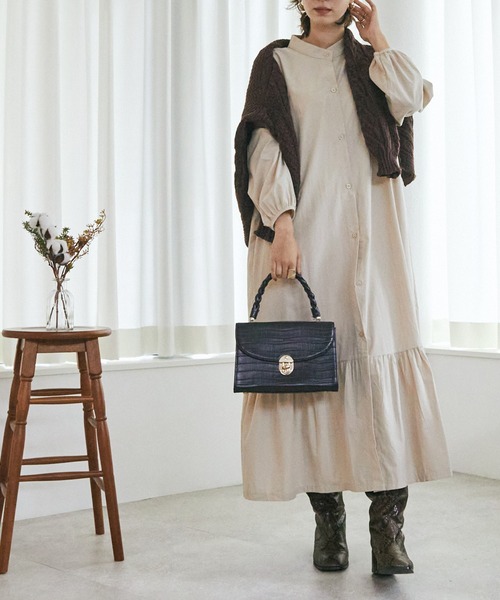 1枚でオシャレ マオカラーロングシャツワンピース ワンピース Toucher Du Brise トゥシェドブリーズ のファッション通販 Zozotown