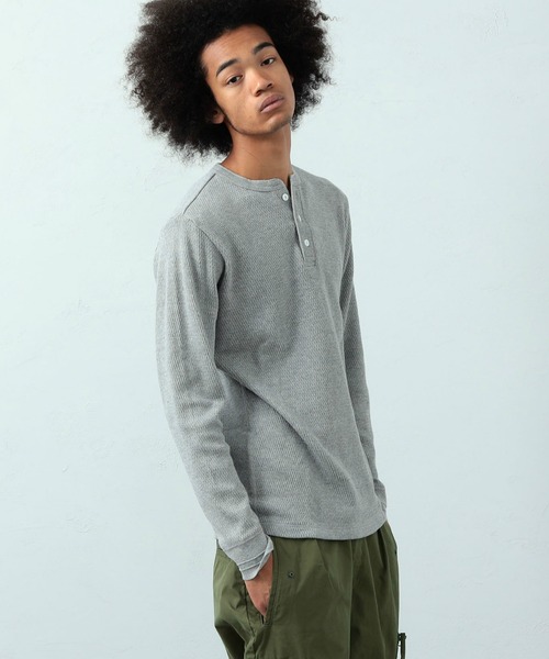 シャアサイズXL KLF 長袖カットソー グレー ALPHA（アルファ）の「サーマル ヘンリーネックTシャツ 長袖（T