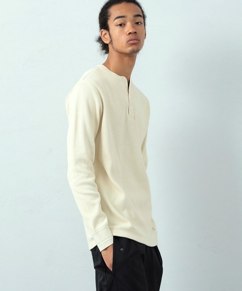 Alpha Industries（アルファインダストリーズ）の「サーマル ヘンリーネックTシャツ 長袖（Tシャツ/カットソー・メンズ・アイボリー/ブラック/ヘザーグレー/アーミー・X-LARGE/MEDIUM/LARGE）」の9枚目の写真