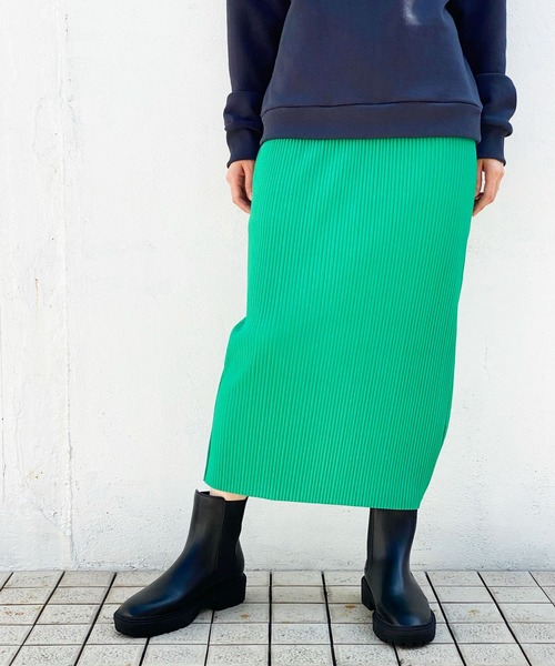 ottilie（オティーリエ）の「リブタイトスカート（スカート・レディース・オレンジ/グレイッシュベージュ/ブラック/チャコールグレー/グリーン/ライトベージュ/ブルー・FREE）」の6枚目の写真