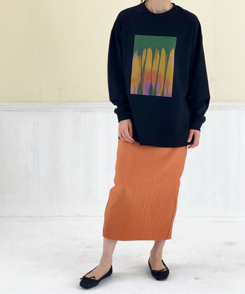 ottilie（オティーリエ）の「リブタイトスカート（スカート・レディース・オレンジ/グレイッシュベージュ/ブラック/チャコールグレー/グリーン/ライトベージュ/ブルー・FREE）」の19枚目の写真