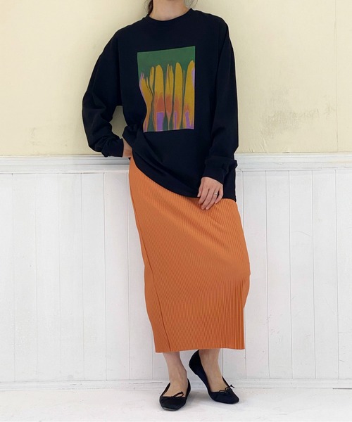 ottilie（オティーリエ）の「リブタイトスカート（スカート・レディース・オレンジ/グレイッシュベージュ/ブラック/チャコールグレー/グリーン/ライトベージュ/ブルー・FREE）」の17枚目の写真