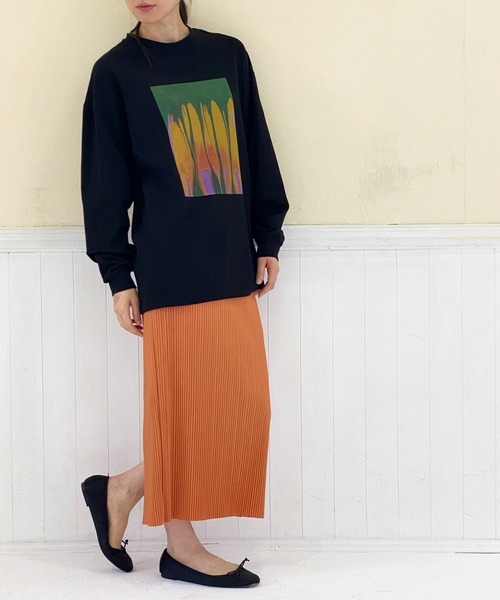 ottilie（オティーリエ）の「リブタイトスカート（スカート・レディース・オレンジ/グレイッシュベージュ/ブラック/チャコールグレー/グリーン/ライトベージュ/ブルー・FREE）」の15枚目の写真