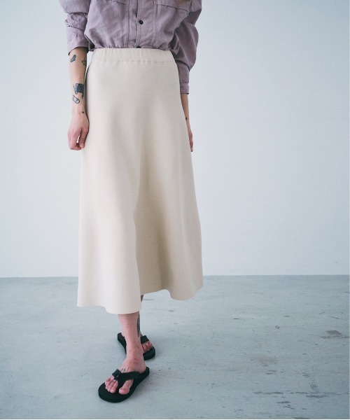 UNFIL(アンフィル)の「unfil アンフィル / high twist suvin cotton smooth-knit skirt ハイツイスト スビンコットン スムースニットスカート / WWSP-UW110(スカート・レディース・ダークブラウン/ライトベージュ・1)」の5枚目の写真