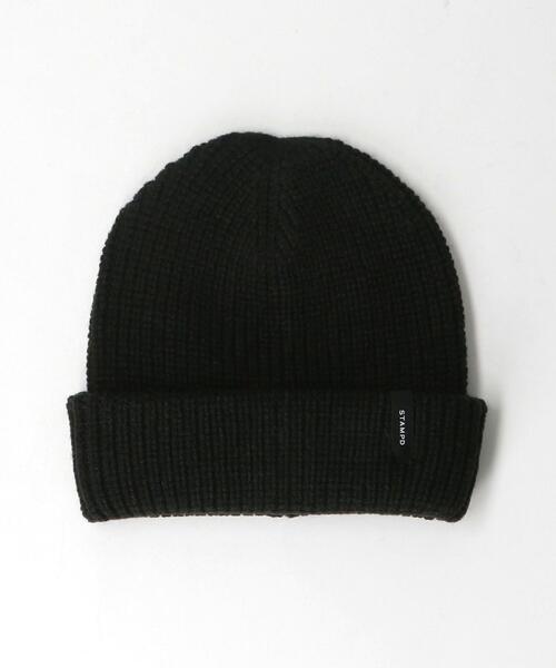 STAMPD(スタンプド)の「<STAMPD> LOGO BEANIE/ニットキャップ(ニットキャップ/ビーニー・メンズ・ブラック/グレー・FREE)」の1枚目の写真