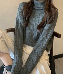 urge：（アージコロン ）の「【URGE：】タートルネック ショート丈 ケーブルニット（ニット/セーター）」