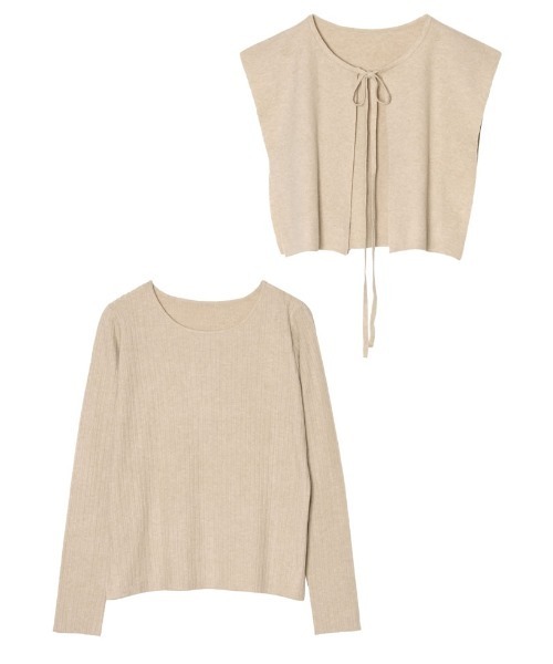 Re:EDIT（リエディ）の「付け襟×ランダムリブニットトップス（ニット/セーター・レディース・ブラック/ベージュ/モカ・MEDIUM/LARGE）」の7枚目の写真