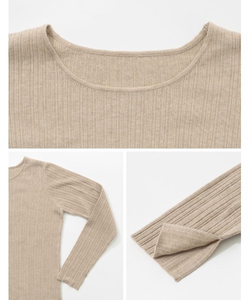 Re:EDIT（リエディ）の「付け襟×ランダムリブニットトップス（ニット/セーター・レディース・ブラック/ベージュ/モカ・MEDIUM/LARGE）」の5枚目の写真