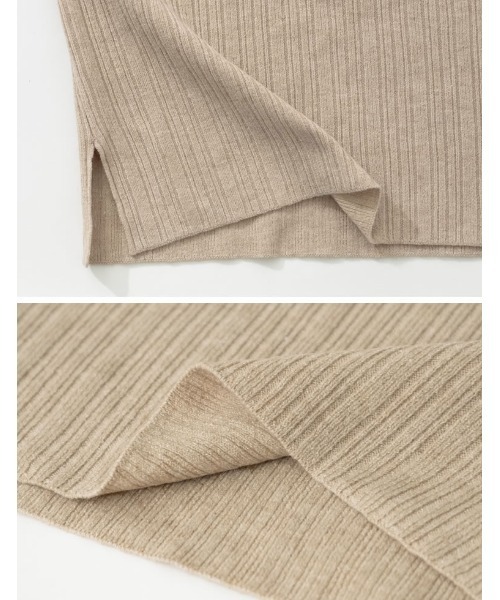 Re:EDIT（リエディ）の「付け襟×ランダムリブニットトップス（ニット/セーター・レディース・ブラック/ベージュ/モカ・MEDIUM/LARGE）」の6枚目の写真