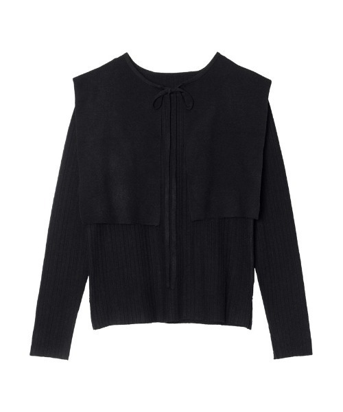 Re:EDIT（リエディ）の「付け襟×ランダムリブニットトップス（ニット/セーター・レディース・ブラック/ベージュ/モカ・MEDIUM/LARGE）」の8枚目の写真