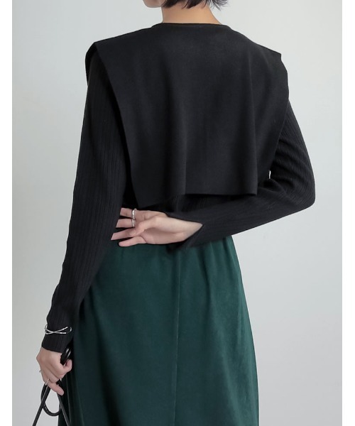 Re:EDIT（リエディ）の「付け襟×ランダムリブニットトップス（ニット/セーター・レディース・ブラック/ベージュ/モカ・MEDIUM/LARGE）」の14枚目の写真