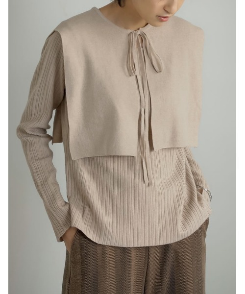 Re:EDIT（リエディ）の「付け襟×ランダムリブニットトップス（ニット/セーター・レディース・ブラック/ベージュ/モカ・MEDIUM/LARGE）」の20枚目の写真