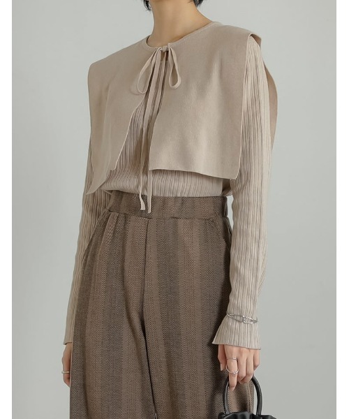 Re:EDIT（リエディ）の「付け襟×ランダムリブニットトップス（ニット/セーター・レディース・ブラック/ベージュ/モカ・MEDIUM/LARGE）」の22枚目の写真