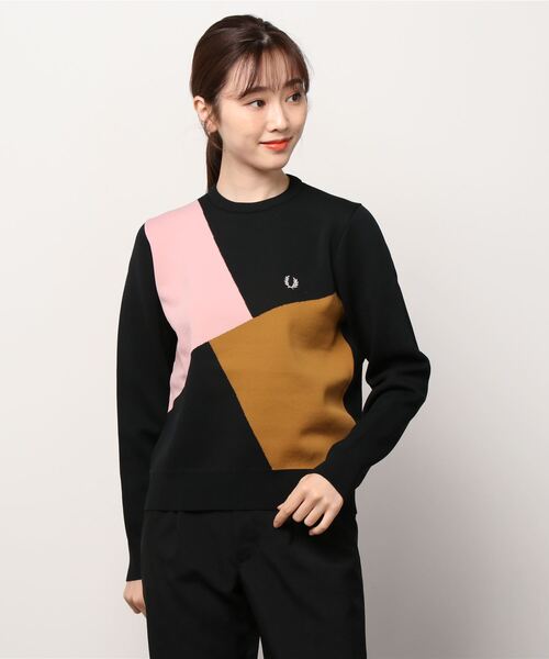 FRED PERRY(フレッドペリー)の「Colour Block Knitwear(ニット/セーター・レディース・ホワイト/ブラック・10)」の5枚目の写真
