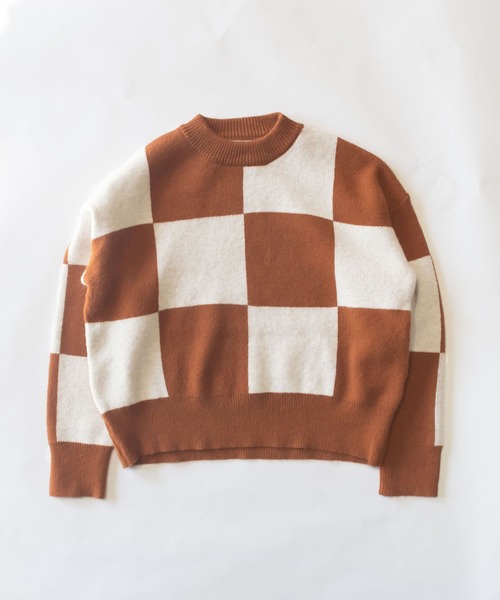 me+em select（ミームセレクト）の「ツートーンブロックチェックワイドニット（ニット/セーター・レディース・ブラック/ブラウン/グレー・FREE）」の21枚目の写真