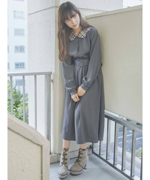 merry jenny（メリージェニー）の「スカラップカラーワンピース（ワンピース・レディース・ダークグリーン/ベージュ/ブルー・FREE）」の7枚目の写真