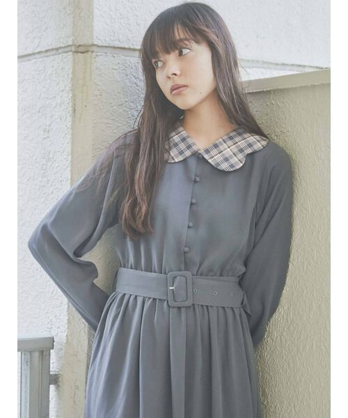 merry jenny（メリージェニー）の「スカラップカラーワンピース（ワンピース・レディース・ダークグリーン/ベージュ/ブルー・FREE）」の8枚目の写真