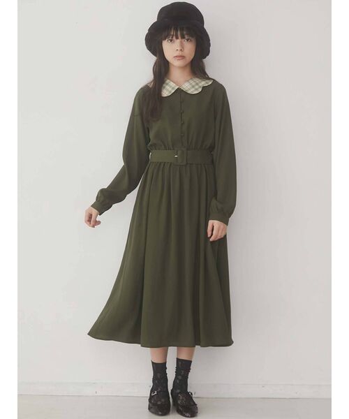 merry jenny（メリージェニー）の「スカラップカラーワンピース（ワンピース・レディース・ダークグリーン/ベージュ/ブルー・FREE）」の11枚目の写真