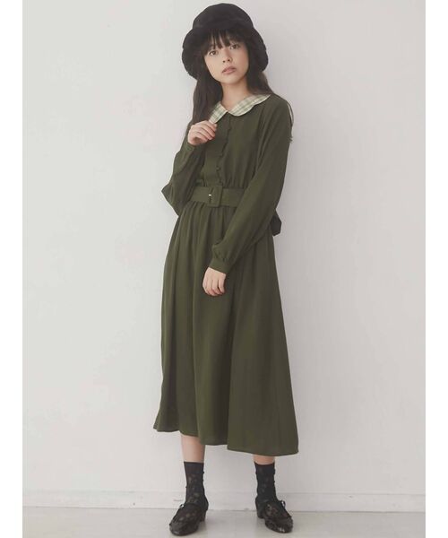 merry jenny（メリージェニー）の「スカラップカラーワンピース（ワンピース・レディース・ダークグリーン/ベージュ/ブルー・FREE）」の12枚目の写真