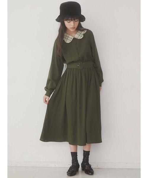 merry jenny（メリージェニー）の「スカラップカラーワンピース（ワンピース・レディース・ダークグリーン/ベージュ/ブルー・FREE）」の13枚目の写真