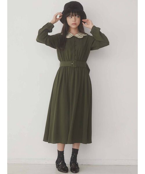 merry jenny（メリージェニー）の「スカラップカラーワンピース（ワンピース・レディース・ダークグリーン/ベージュ/ブルー・FREE）」の14枚目の写真