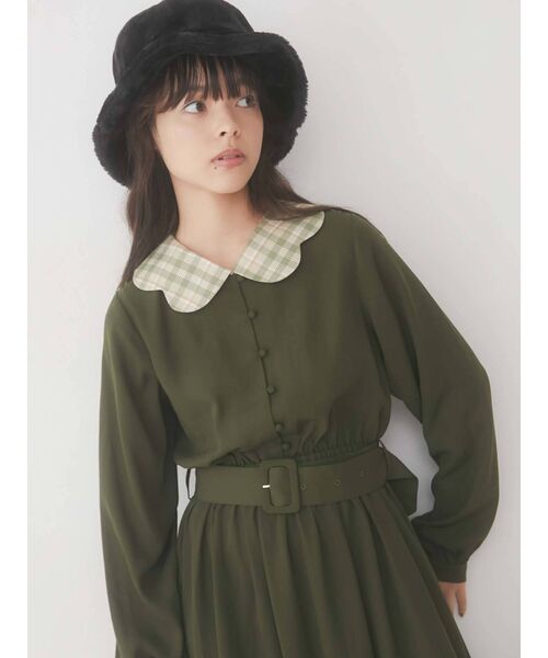 merry jenny（メリージェニー）の「スカラップカラーワンピース（ワンピース・レディース・ダークグリーン/ベージュ/ブルー・FREE）」の16枚目の写真