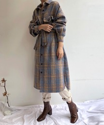 DAY CLOSET | レディース アレンジベルト付きチャック柄ボックスプリーツ切り替えシャツワンピース(シャツワンピース)
