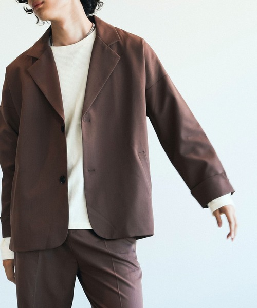 aimoha（アイモハ）の「【aimoha Men's】 薄手テーラードジャケット (OG)【セットアップ対応】 (LR)（テーラードジャケット・メンズ・ブラック/チョコ/ベージュ/ダークグレー/ダークブラウン/ブルー/レッド・MEDIUM/LARGE/X-LARGE/XX-LARGE）」の4枚目の写真