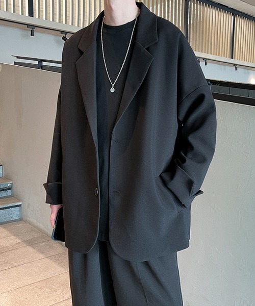 aimoha（アイモハ）の「【aimoha Men's】 薄手テーラードジャケット (OG)【セットアップ対応】 (LR)（テーラードジャケット・メンズ・ブラック/チョコ/ベージュ/ダークグレー/ダークブラウン/ブルー/レッド・MEDIUM/LARGE/X-LARGE/XX-LARGE）」の11枚目の写真